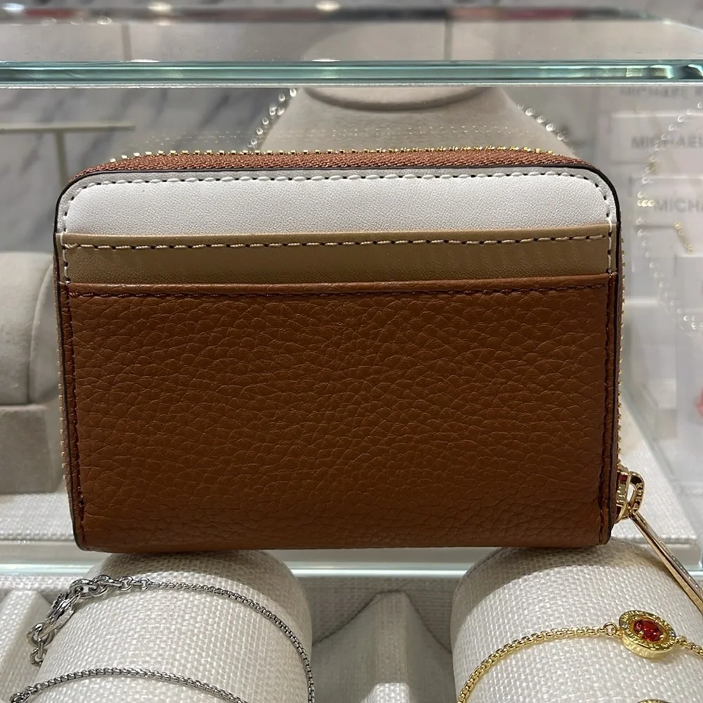 Michael Kors Jet Set Travel Md Zip Around Color-Block Wallet Card Case Luggage